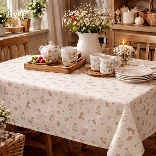 Flowers & Bunnies Tablecloth, 250cm