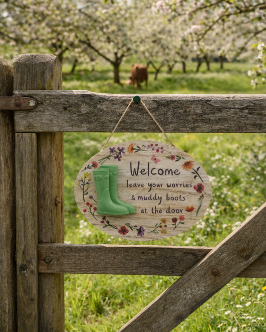 Welcome Hanging Garden Plaque, 20cm